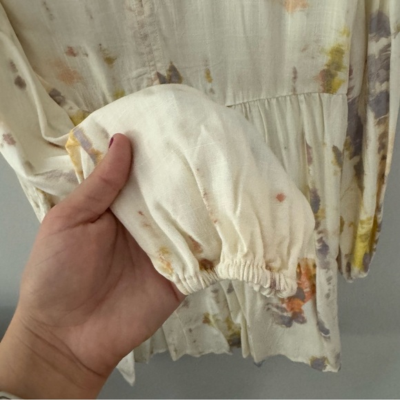 NWT True Craft Ivory Tie Dye Tiered Long Sleeve Dress with Ruffle Details - Picture 6 of 7